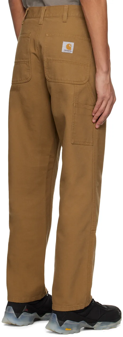 Double Knee Panelled Straight-Leg Trousers