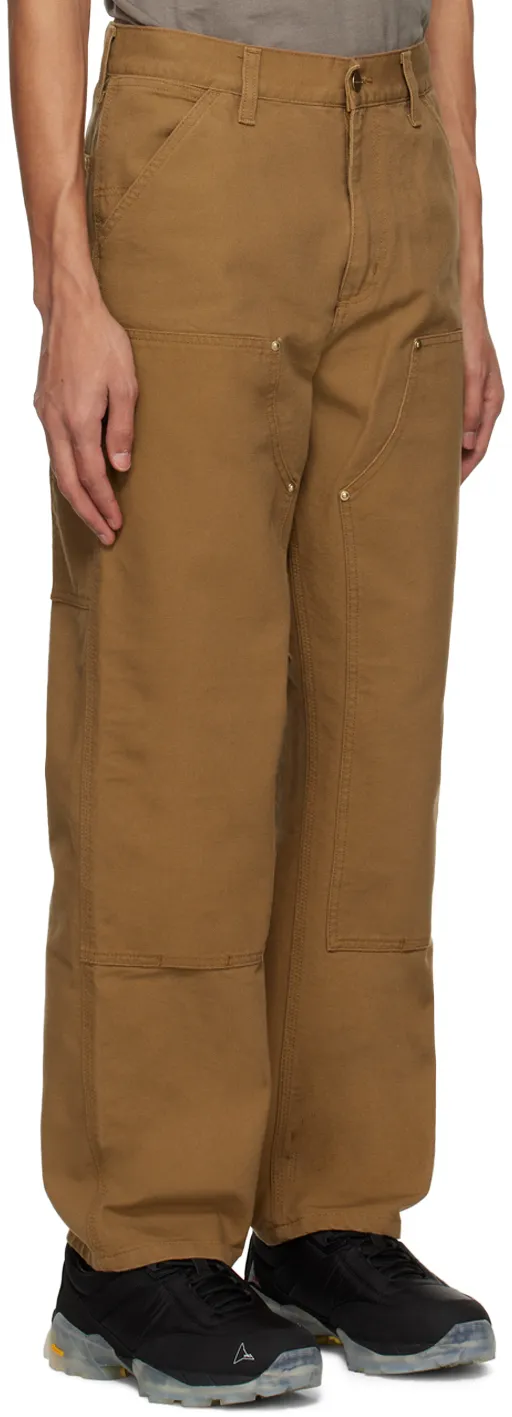 Double Knee Panelled Straight-Leg Trousers