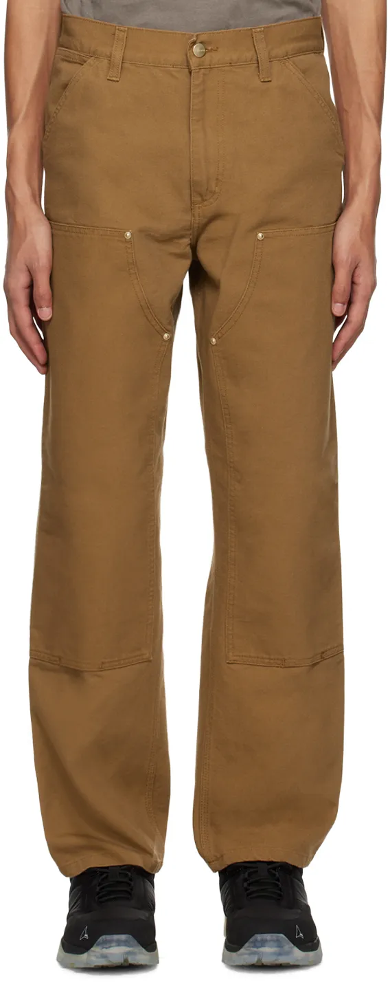 Double Knee Panelled Straight-Leg Trousers