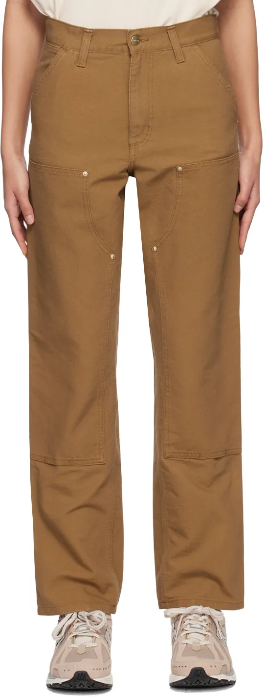 Double Knee Panelled Straight-Leg Trousers