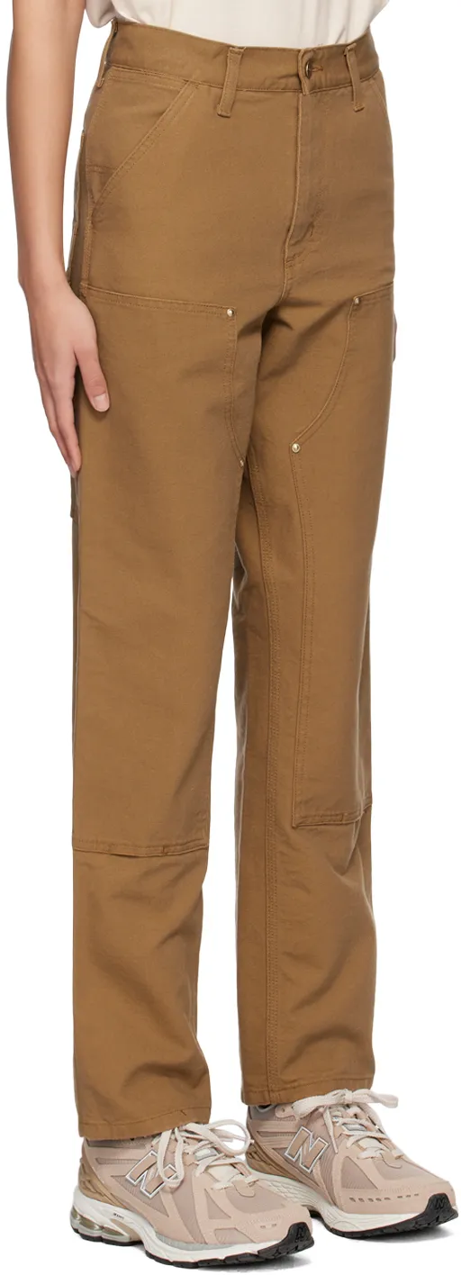 Double Knee Panelled Straight-Leg Trousers