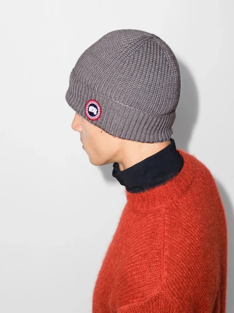 Ribbed-Knit Logo-Patch Beanie