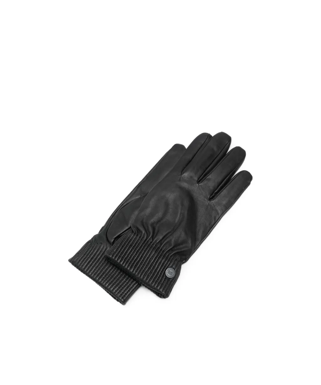 Ribbed Cuff Leather Gloves
