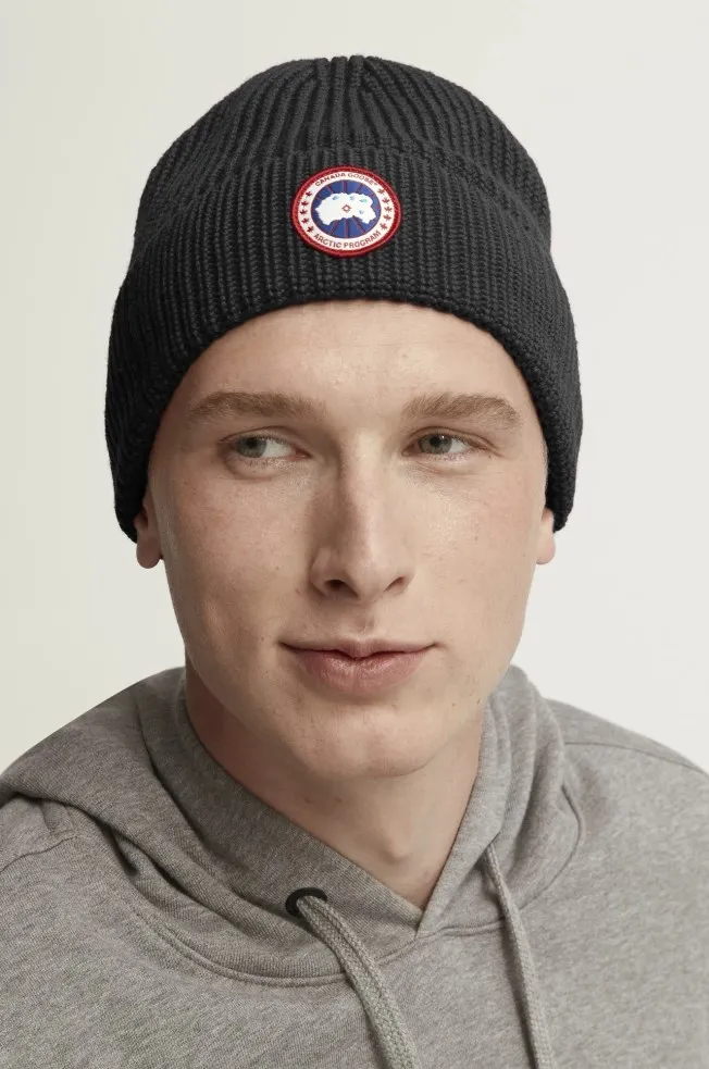 Logo Patch Ribbed Beanie