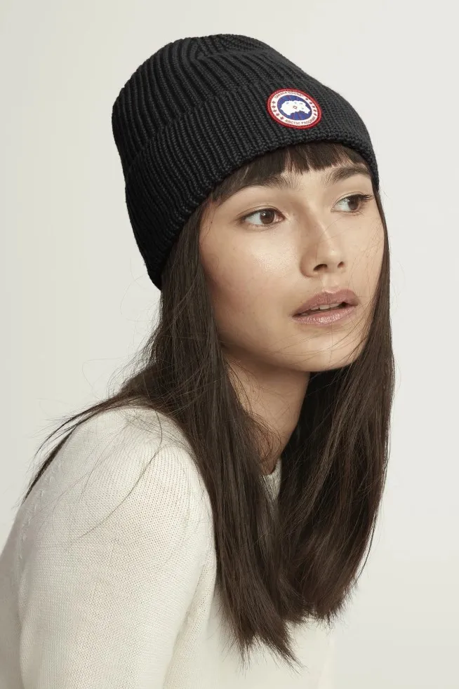 Logo Patch Ribbed Beanie