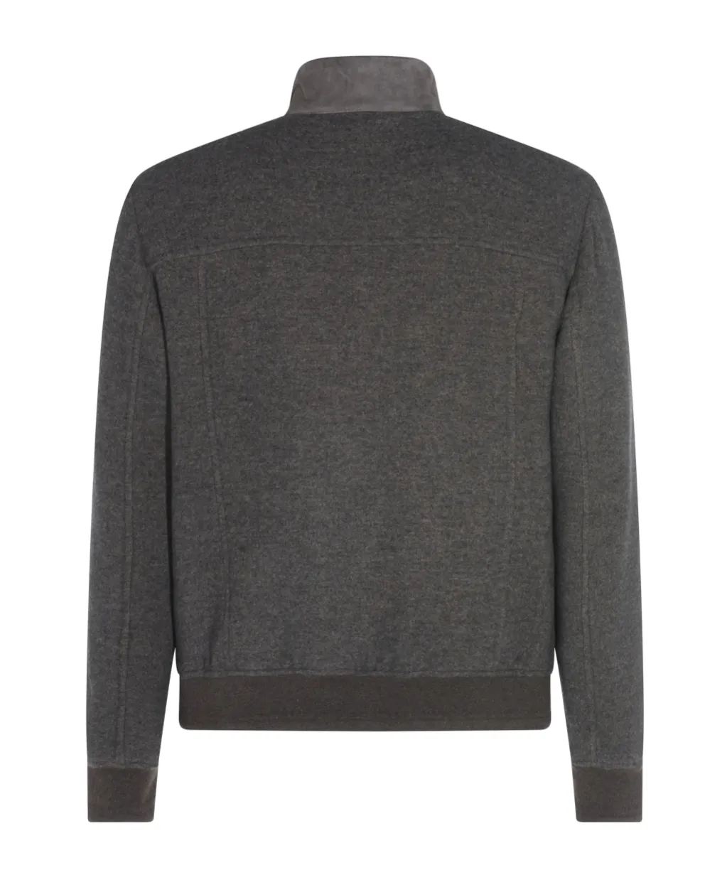 Suede Wool Zipper Jacket