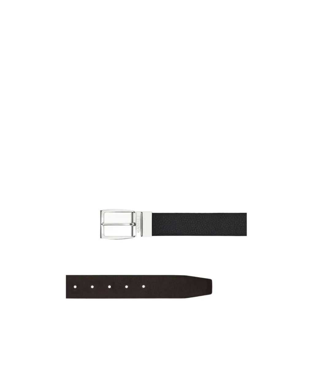 Logo-Engraved Pebbled Leather Belt