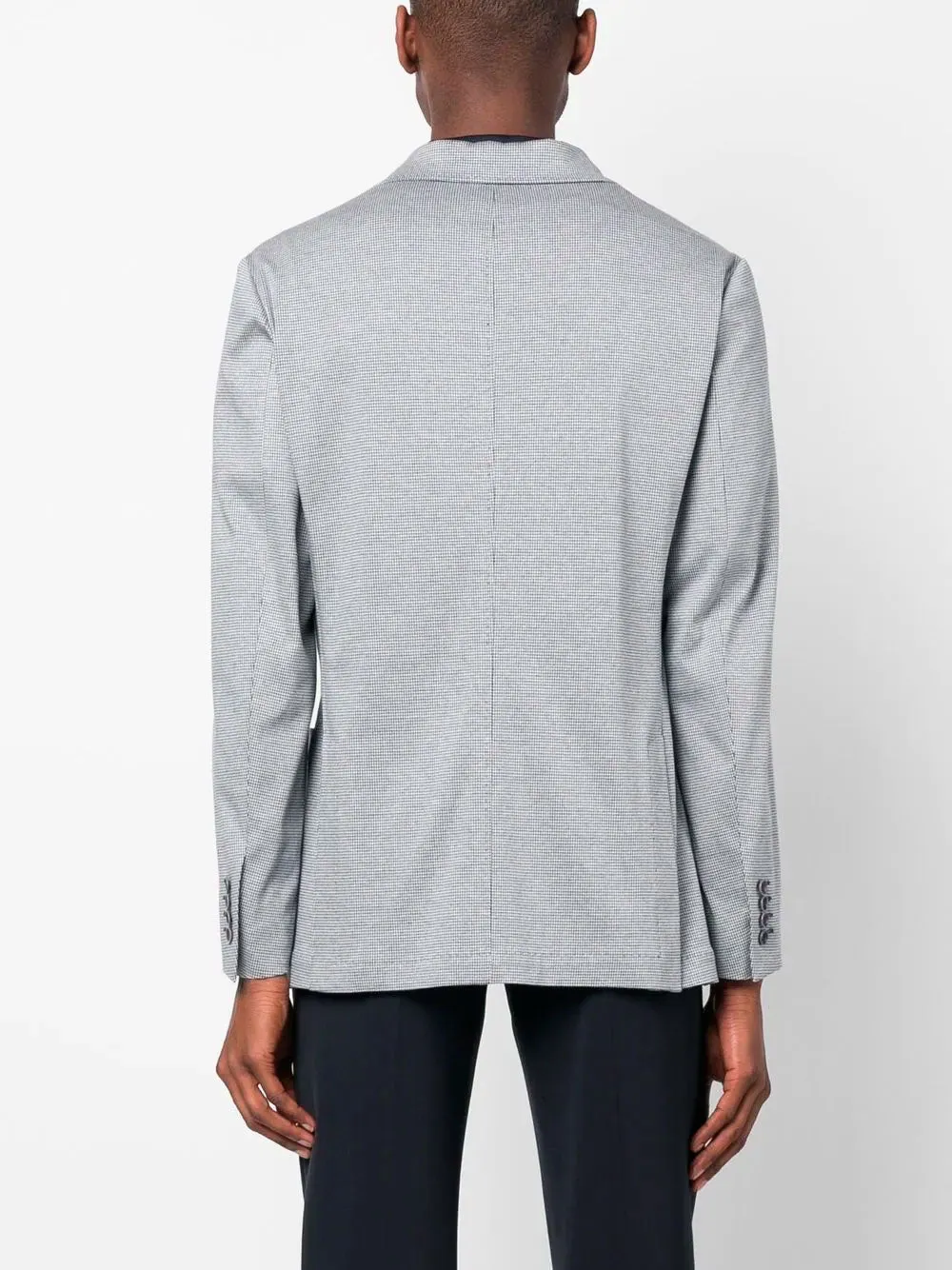 Check-Pattern Single-Breasted Blazer