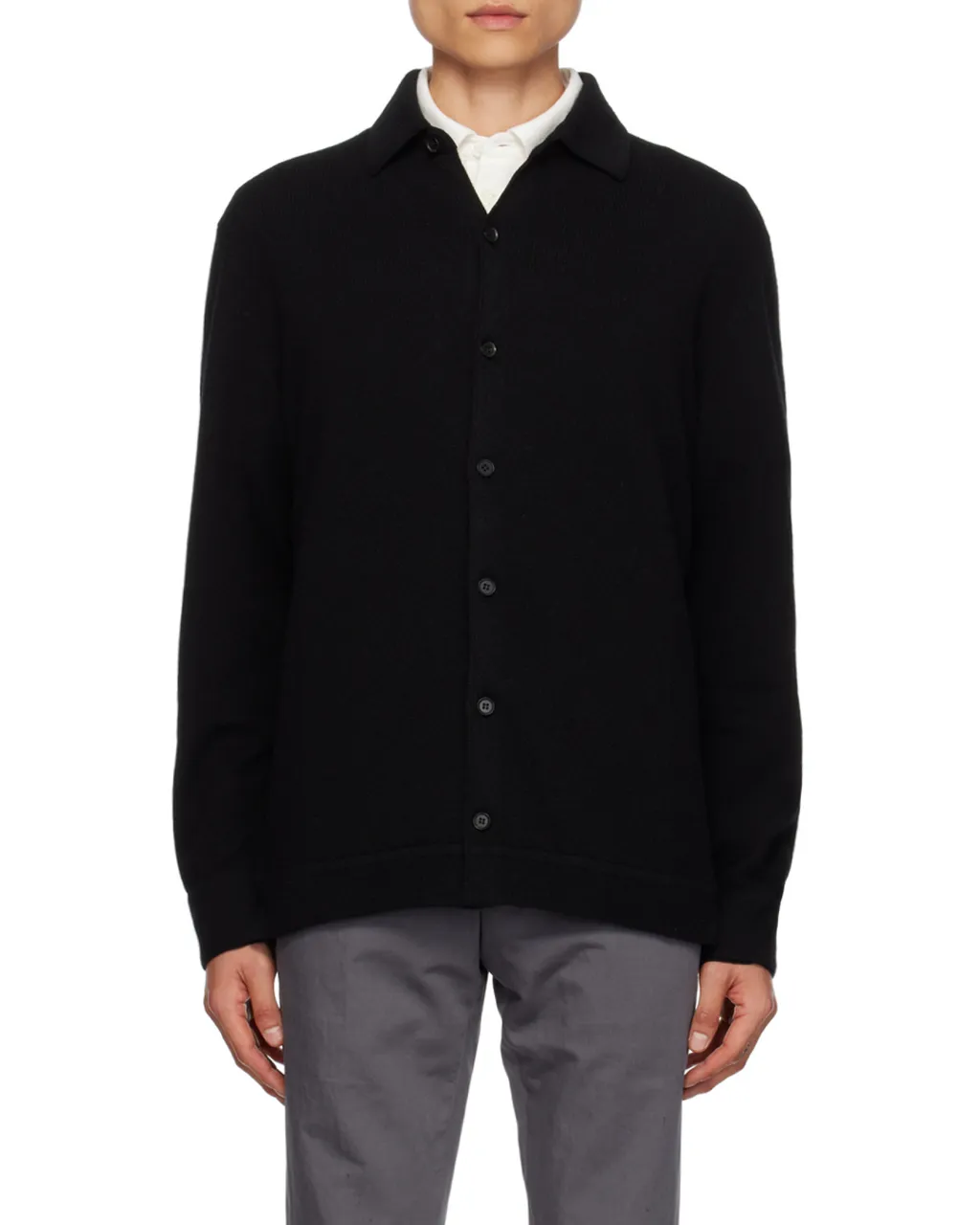 Classic-Collar Cashmere Cardigan