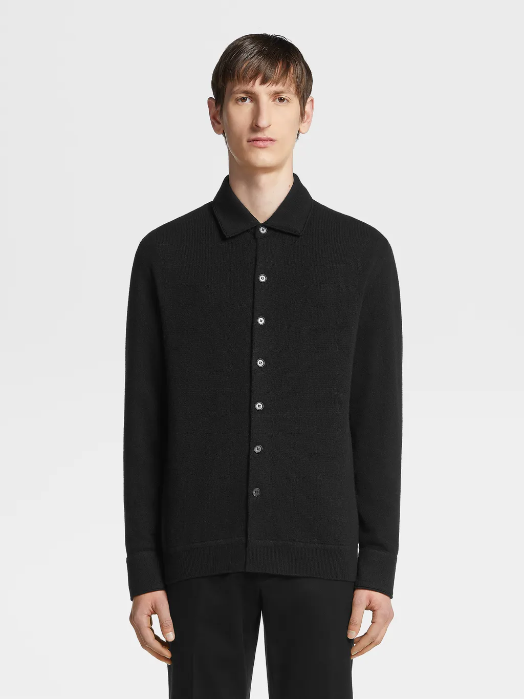 Classic-Collar Cashmere Cardigan