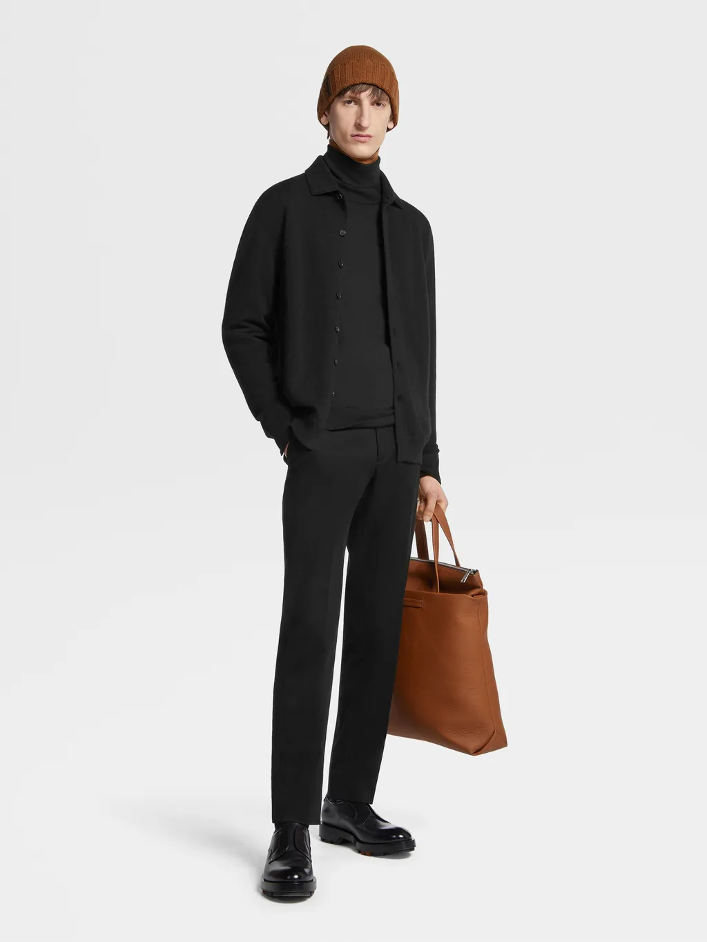 Classic-Collar Cashmere Cardigan