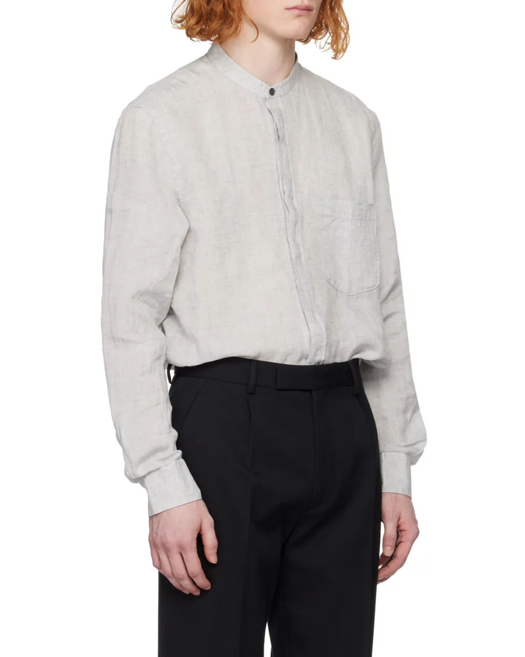 Long-Sleeved Shirt With Vertical Collar