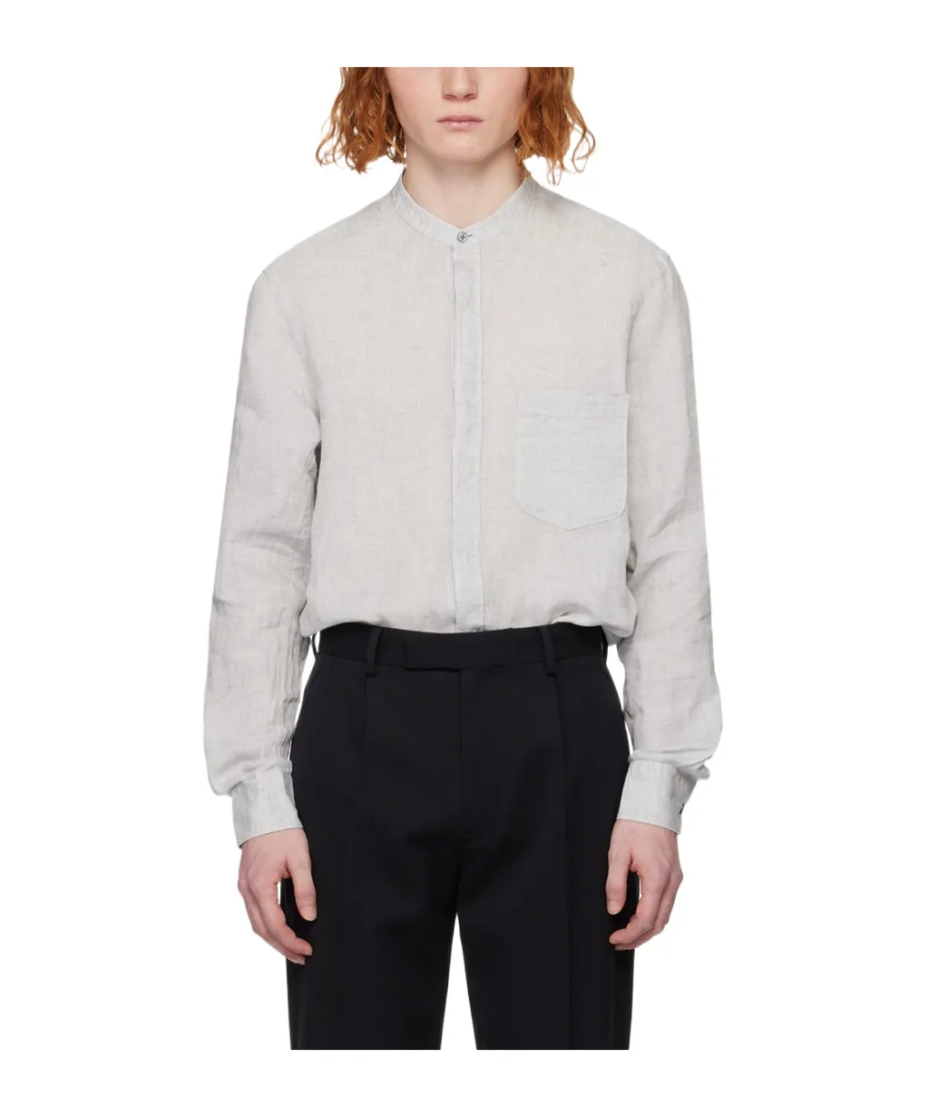 Long-Sleeved Shirt With Vertical Collar