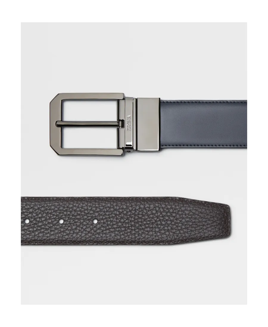 Z Zegna Logo Engraved Reversible Belt
