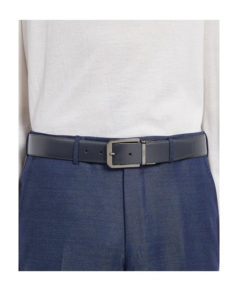 Z Zegna Logo Engraved Reversible Belt