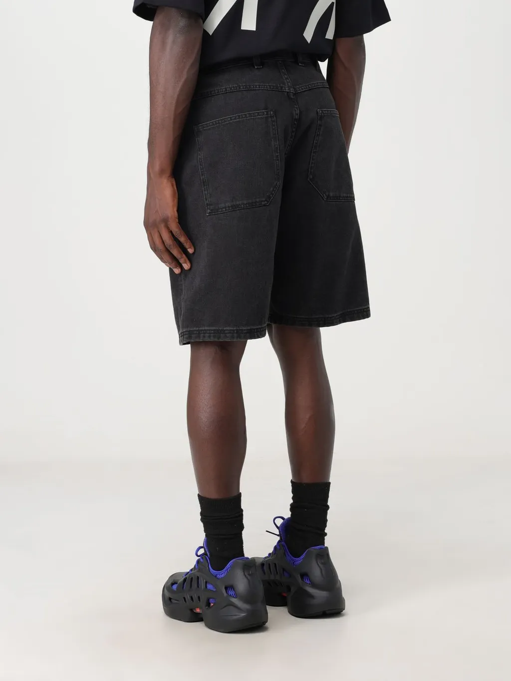 Logo-Print Wide-Leg Denim Shorts