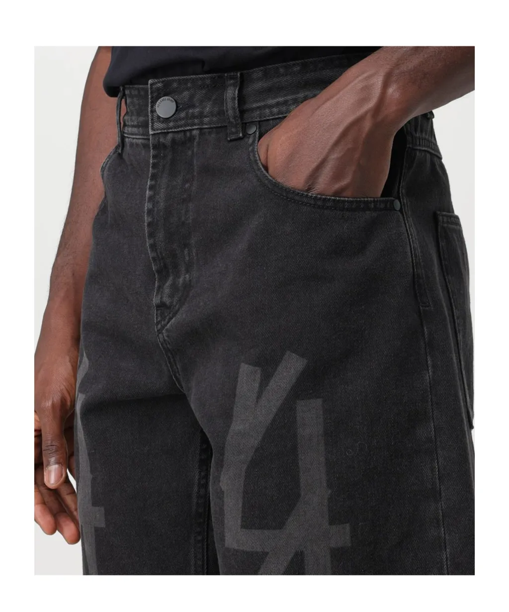 Logo-Print Wide-Leg Denim Shorts