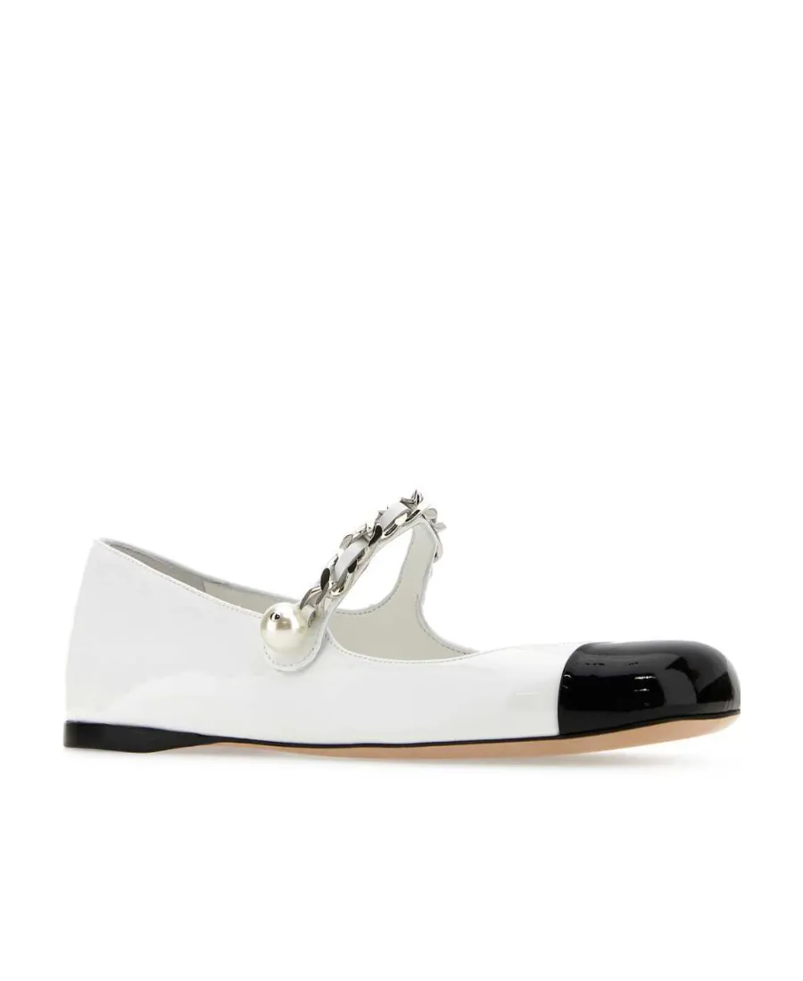 Two-Tone Leather Ballerina Shoes