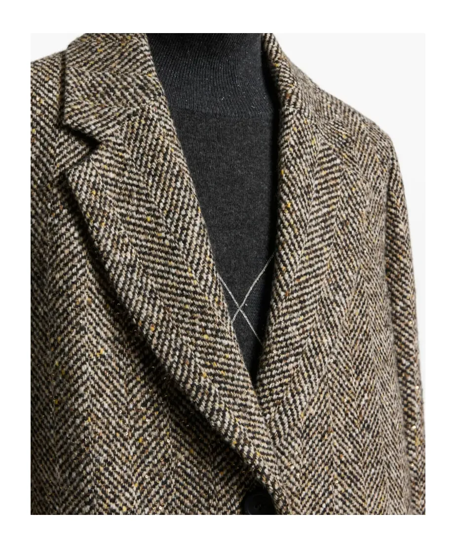 Herringbone Tweed Coat