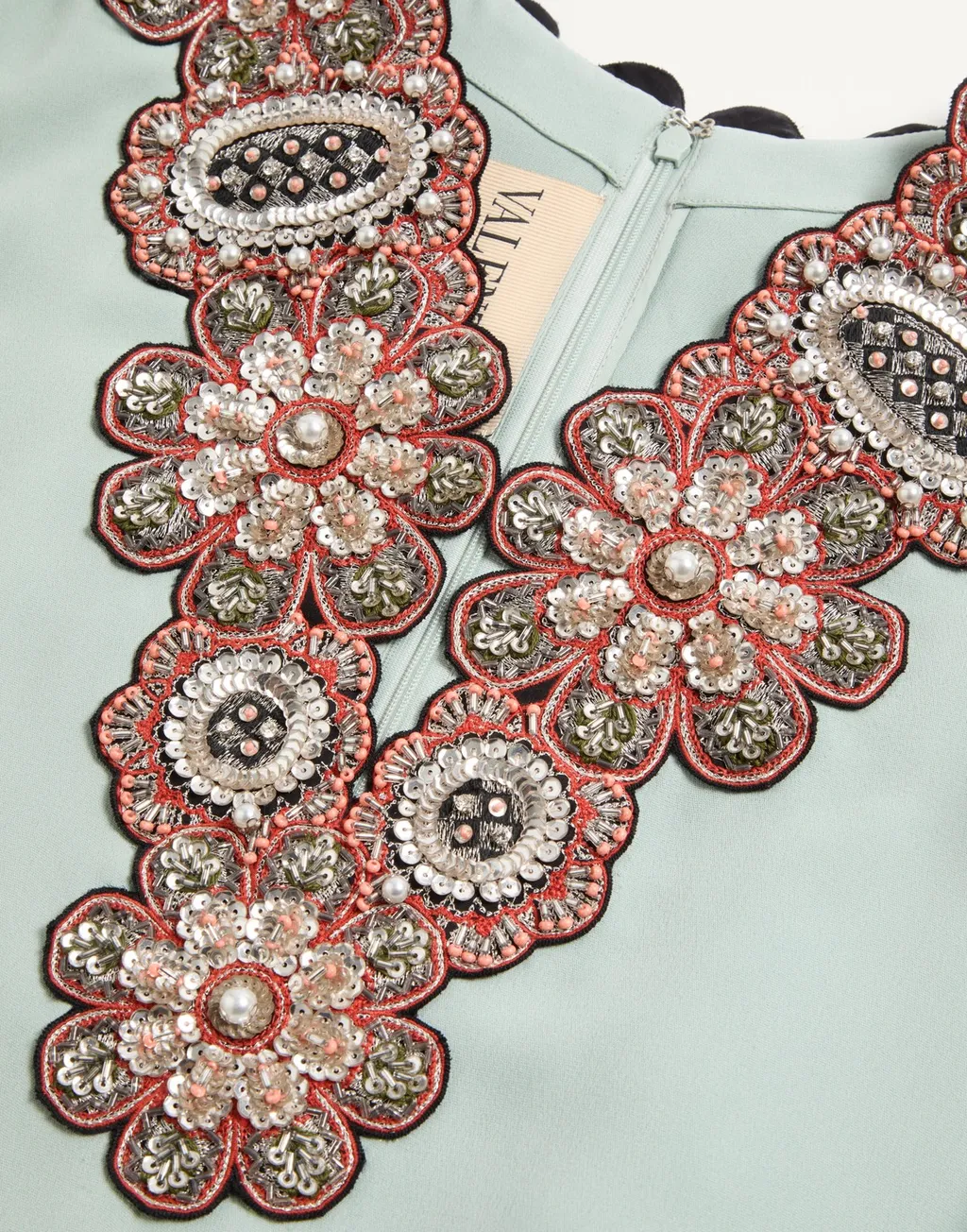 Feather Embroidered Long Dress