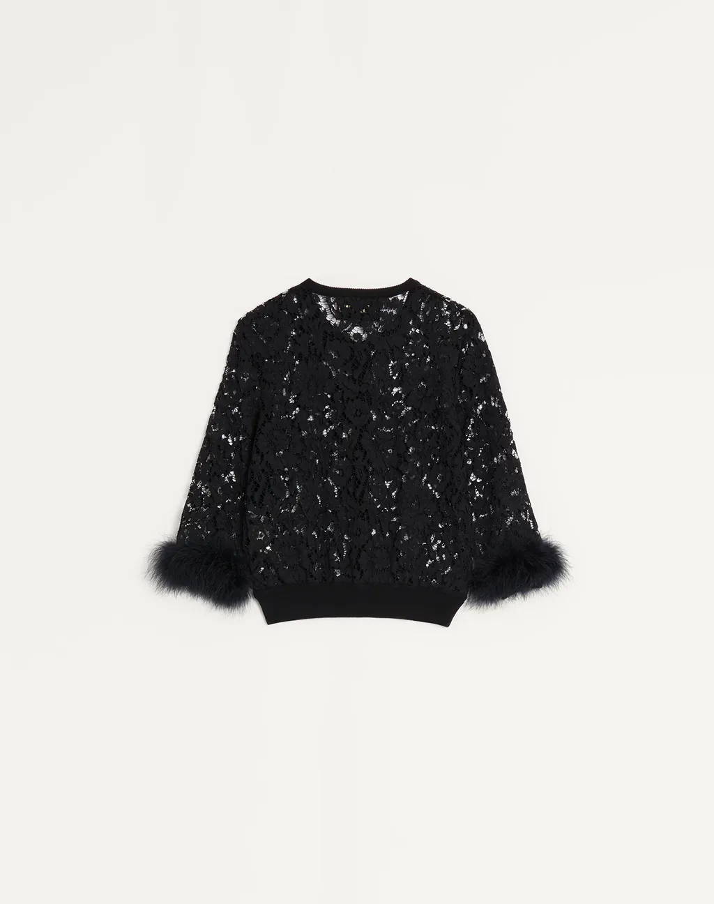 Lace Feather-Trim Cardigan