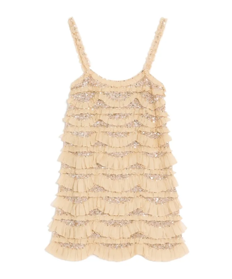 Embroidered Ruffle Dress