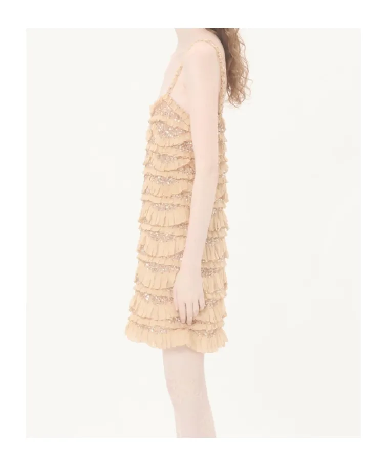 Embroidered Ruffle Dress