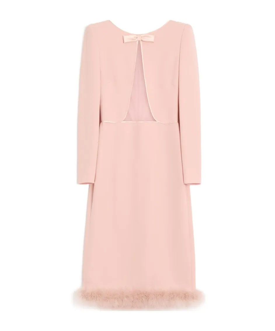 Midi Dress With Feather Trim