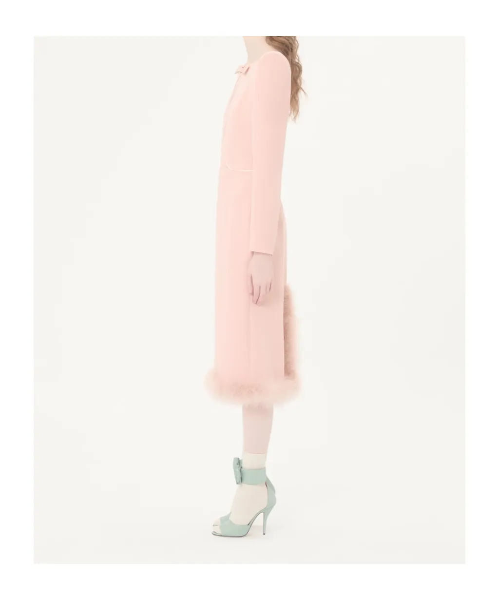 Midi Dress With Feather Trim