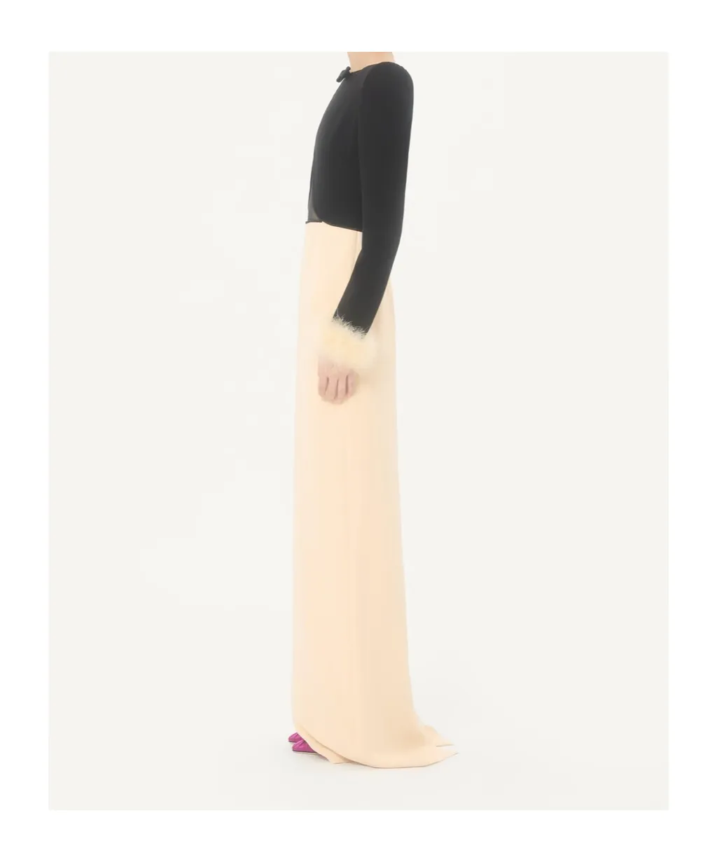 Cady Couture Long Dress With Feathers