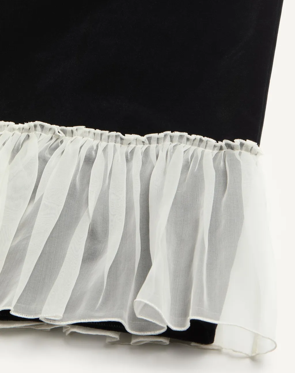 Cotton Velvet Trousers With Organza Detail
