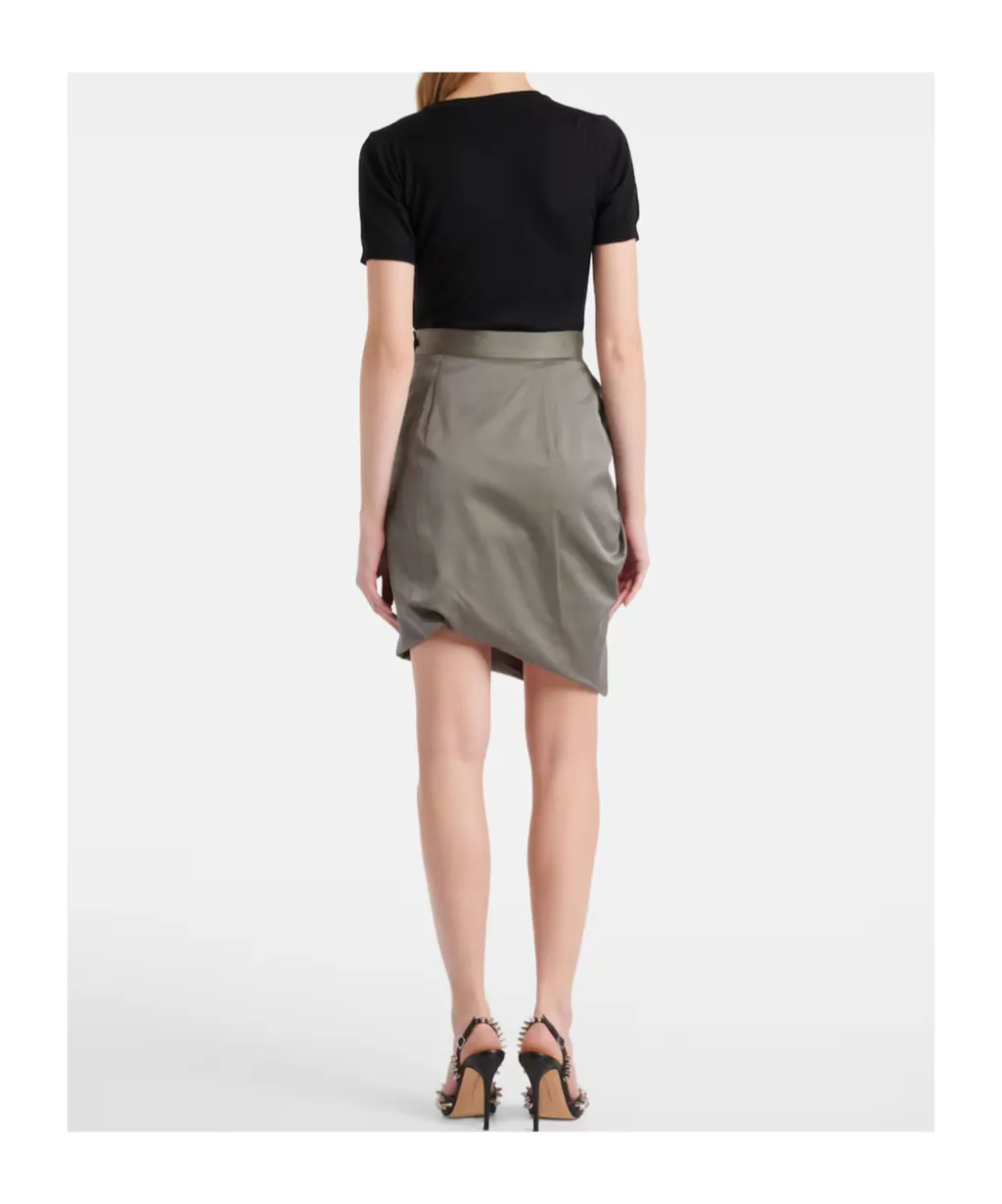 Side Panther Cotton Satin Miniskirt