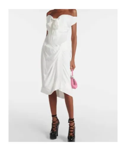 Bridal Bow-Detail Midi Dress