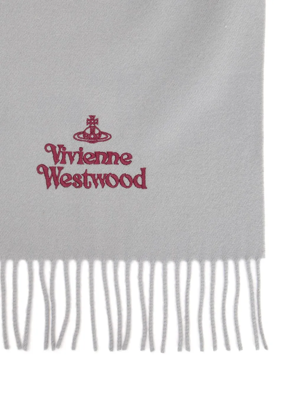 Logo Embroidered Fringed Scarf