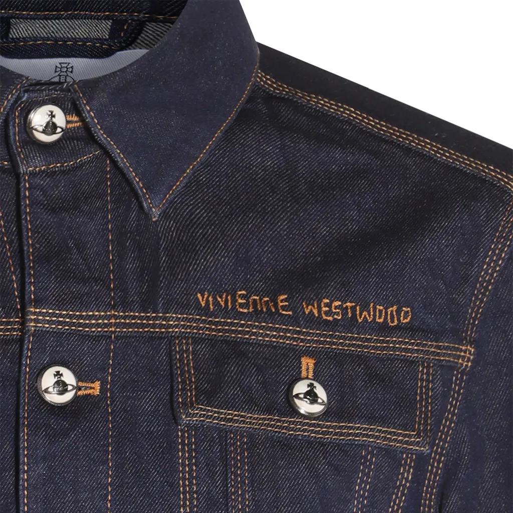 Logo Embroidered Buttoned Denim Jacket