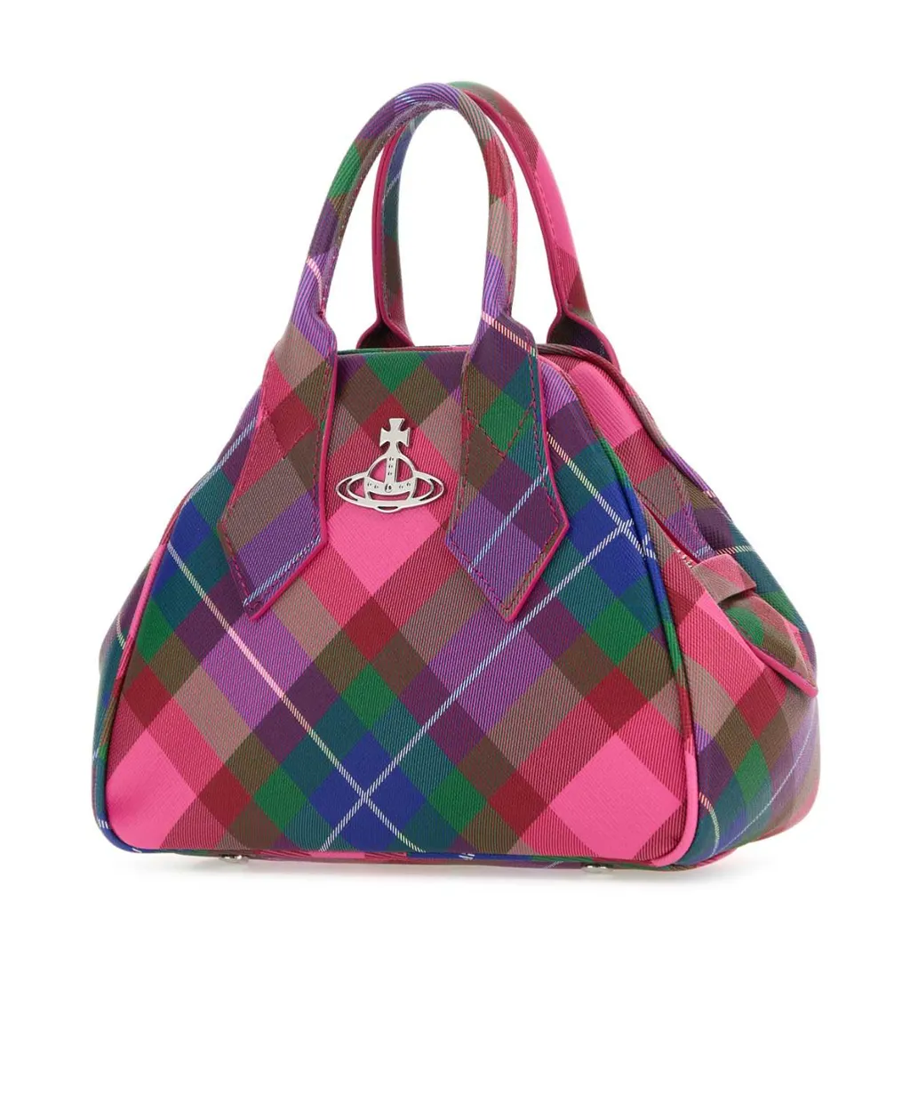 Yasmine Orb-Plaque Checked Small Tote Bag