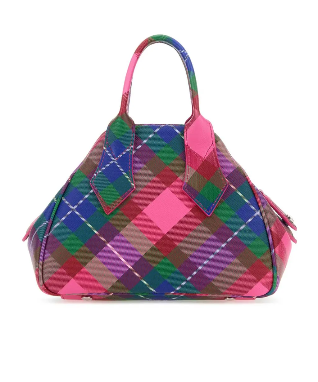 Yasmine Orb-Plaque Checked Small Tote Bag