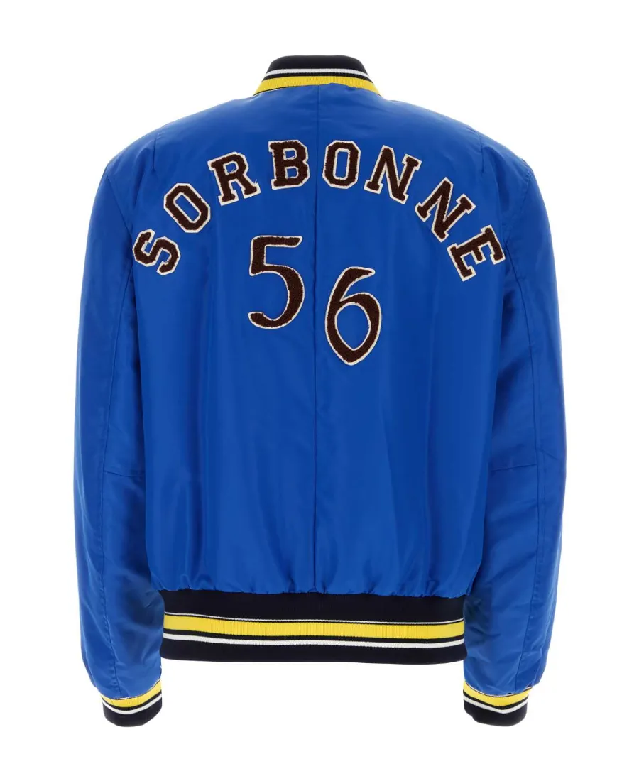 Striped Hem Logo Patch Bomber Jacket