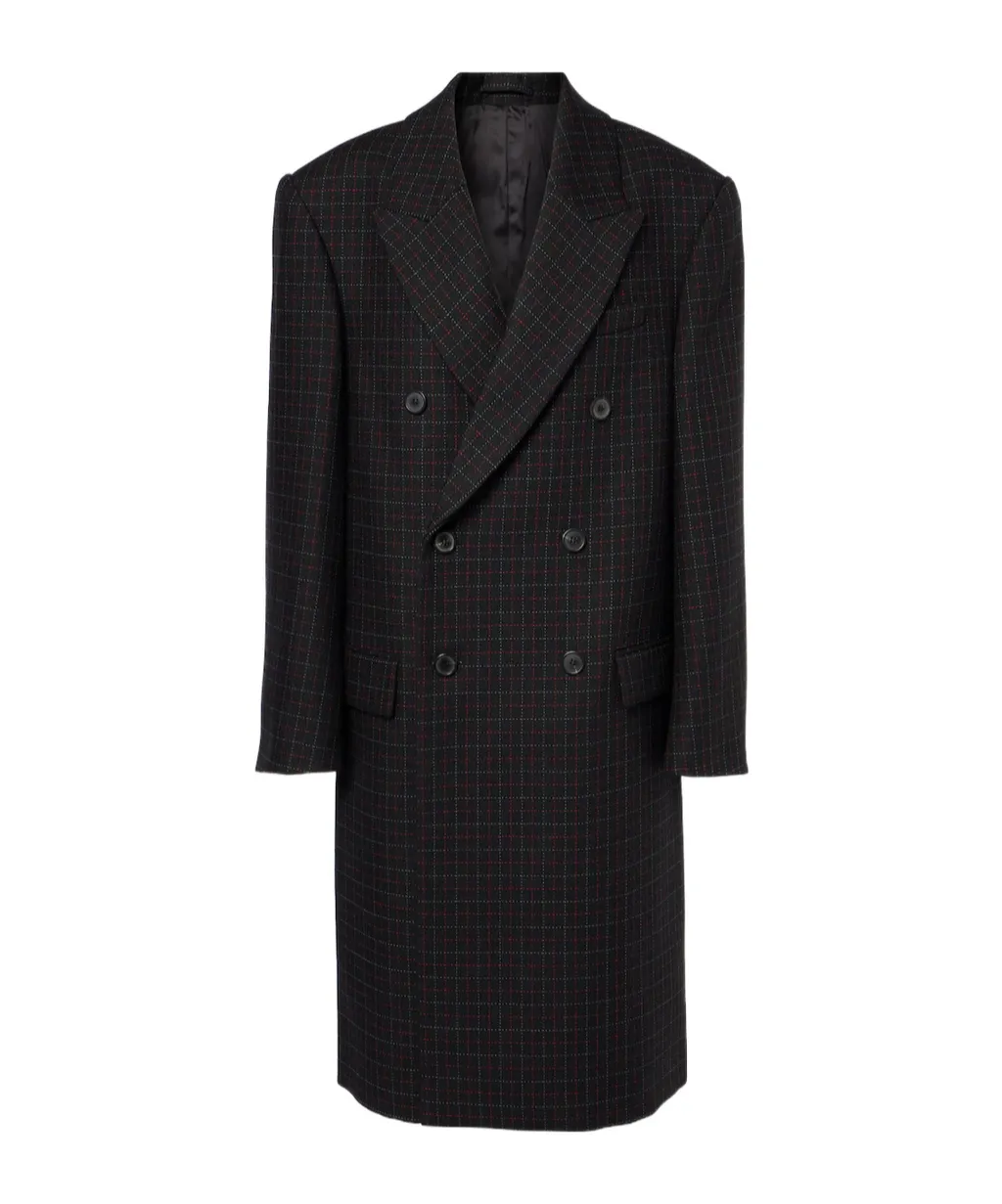 Plaid Double-Breasted Coat