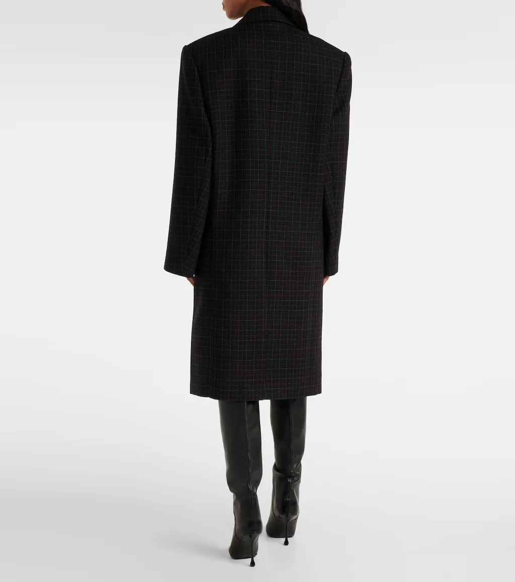 Plaid Double-Breasted Coat