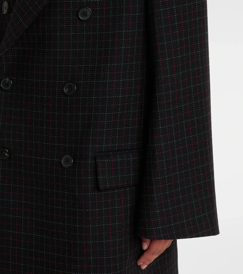 Plaid Double-Breasted Coat