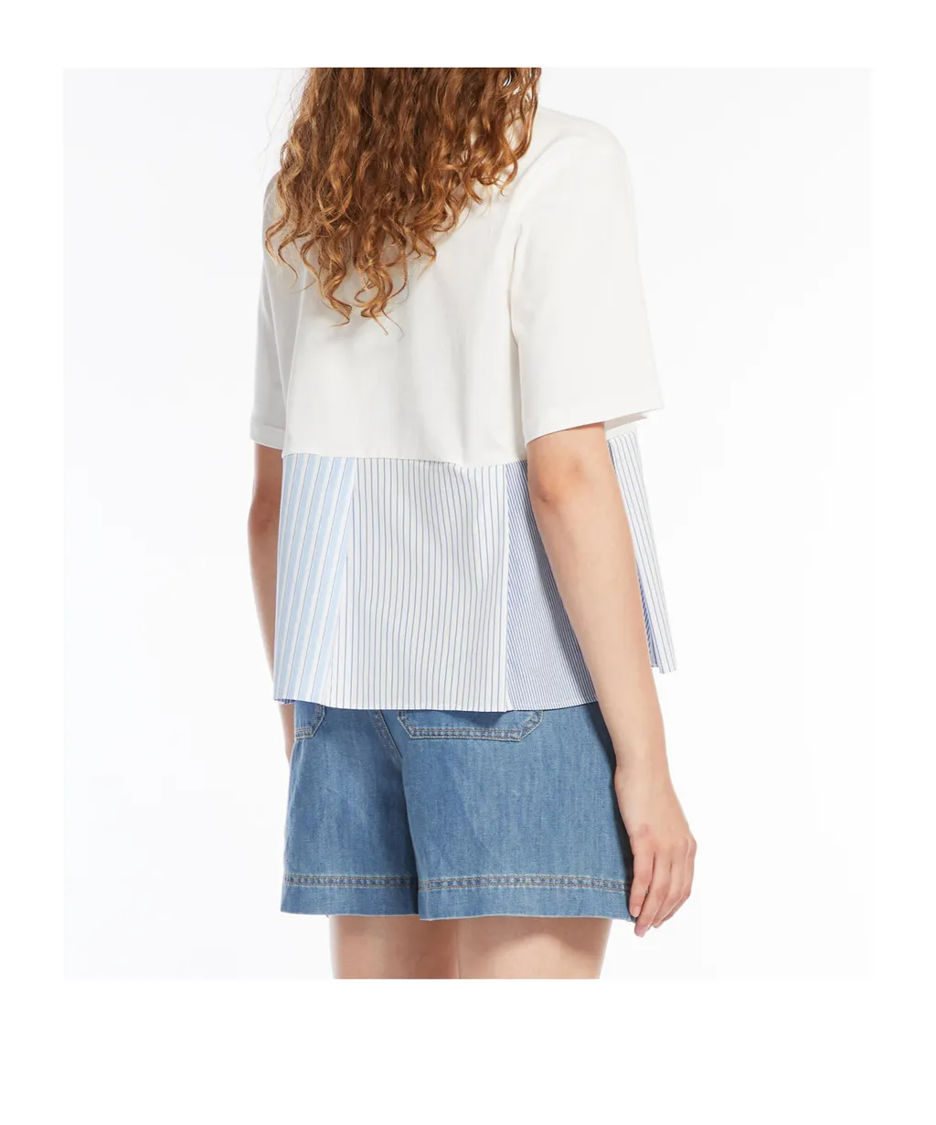 Bird Stripe Detailed Crewneck T-Shirt