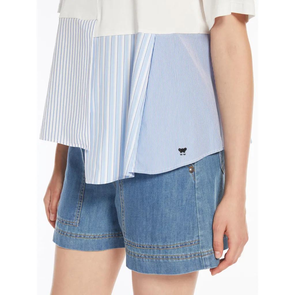 Bird Stripe Detailed Crewneck T-Shirt