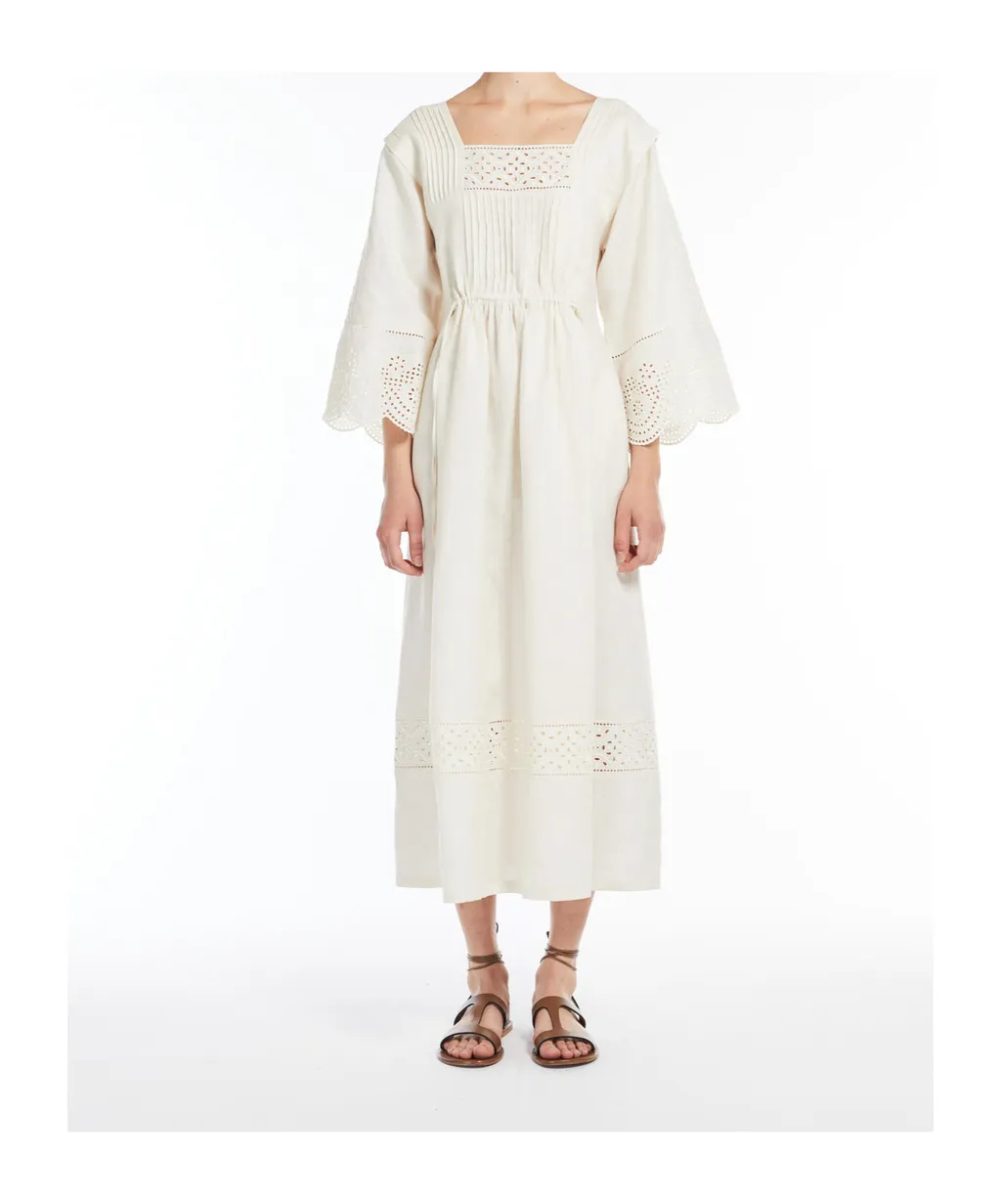 Feminine Dress In Linen Canvas