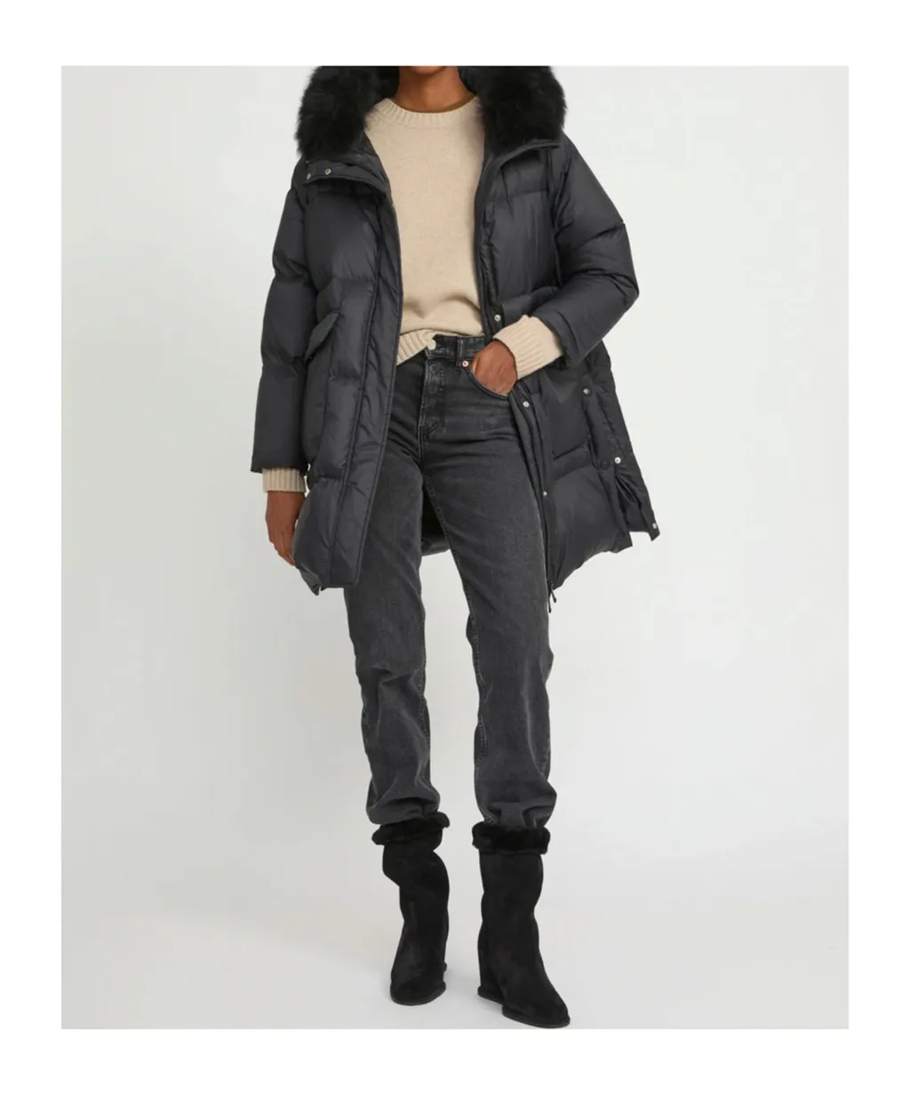Lambshearling-Hooded Down Jacket