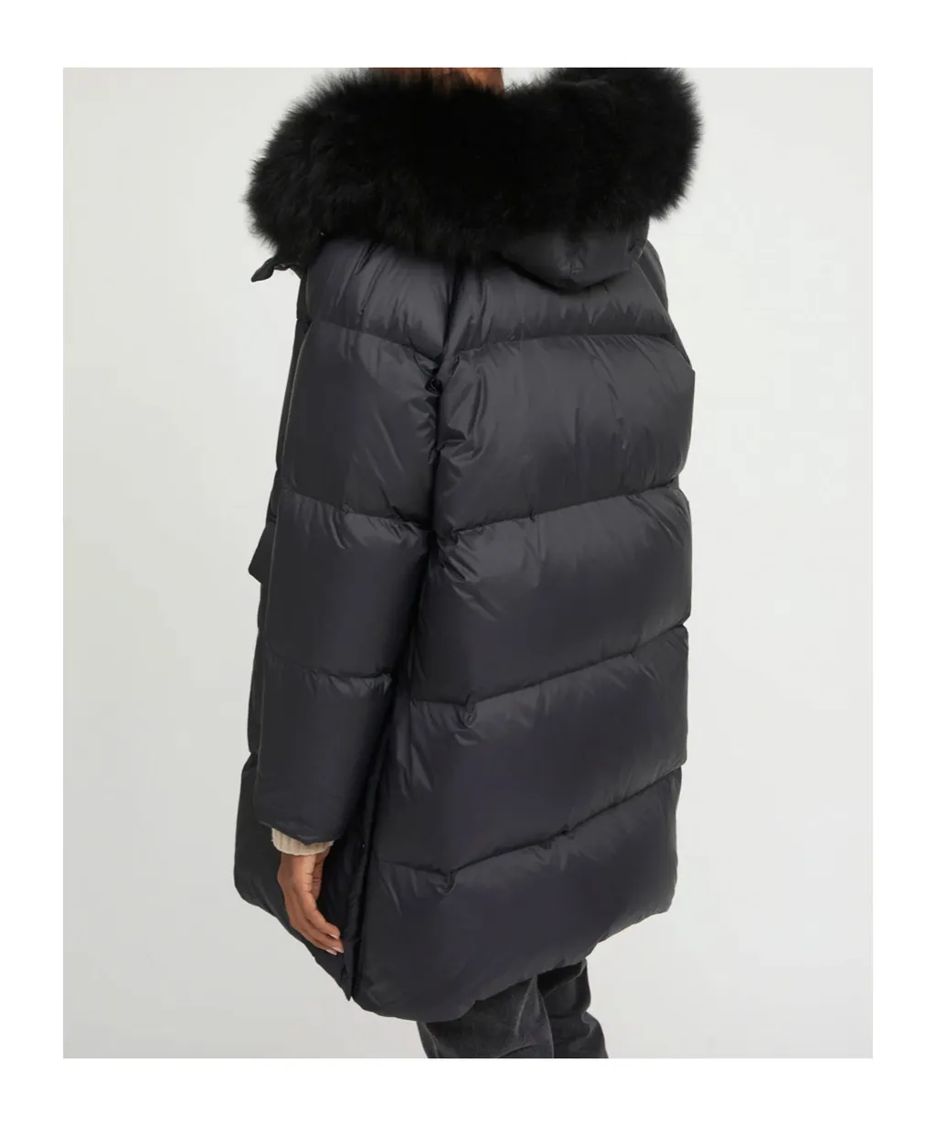 Lambshearling-Hooded Down Jacket