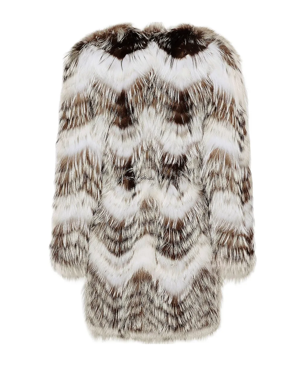 Belted Coat In Merino Knit And Fox Fur