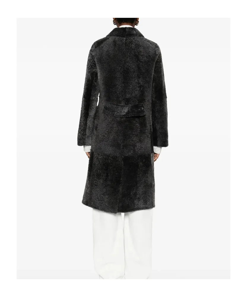 Sheepskin Double-Breasted Pocketed Coat
