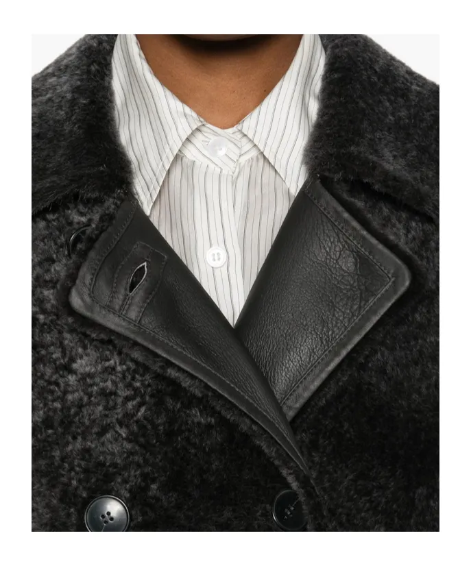 Sheepskin Double-Breasted Pocketed Coat