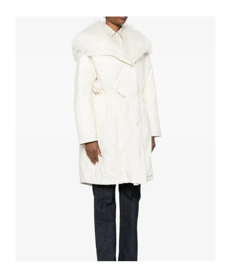 Fur-Collar Buttoned Jacket
